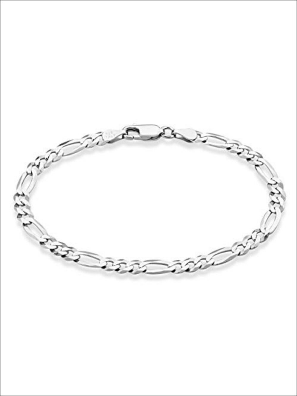 Italian 925 Sterling Silver 5mm Figaro Bracelet for Men Women
